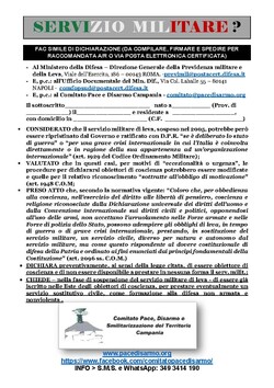 FAC SIMILE DI DICHIARAZIONE (DA COMPILARE, FIRMARE E SPEDIRE PER RACCOMANDATA A/R O VIA POSTA ELETTRONICA CERTIFICATA)