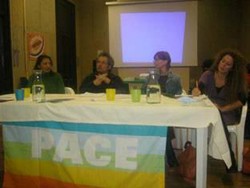 Diamo una possibilità alla Pace! Da Sinistra: Angelica Romano, Stephanie Westbrook, Francesco Martone, Federica Fratini